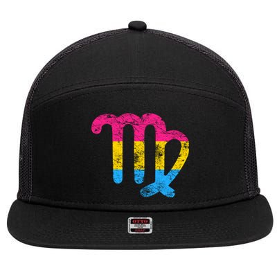 Pansexual Virgo Zodiac Sign Vintage Pansexual Pride Flag Meaningful Gift 7 Panel Mesh Trucker Snapback Hat