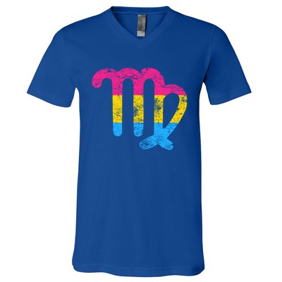 Pansexual Virgo Zodiac Sign Vintage Pansexual Pride Flag Meaningful Gift V-Neck T-Shirt