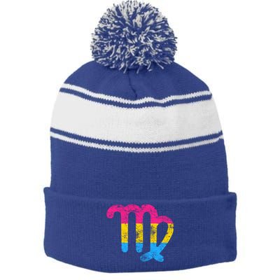 Pansexual Virgo Zodiac Sign Vintage Pansexual Pride Flag Meaningful Gift Stripe Pom Pom Beanie