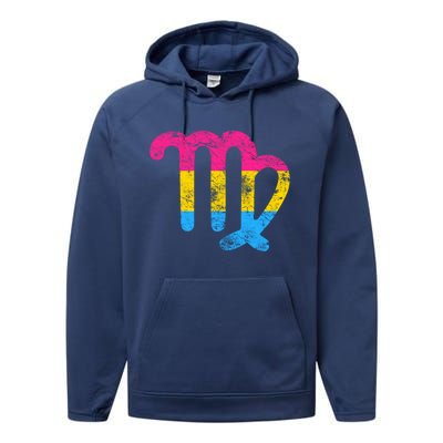 Pansexual Virgo Zodiac Sign Vintage Pansexual Pride Flag Meaningful Gift Performance Fleece Hoodie