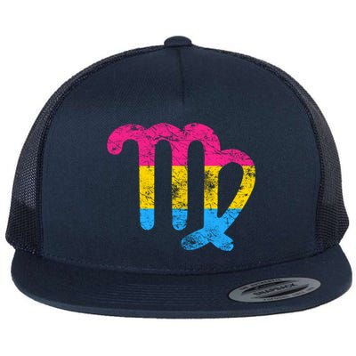 Pansexual Virgo Zodiac Sign Vintage Pansexual Pride Flag Meaningful Gift Flat Bill Trucker Hat