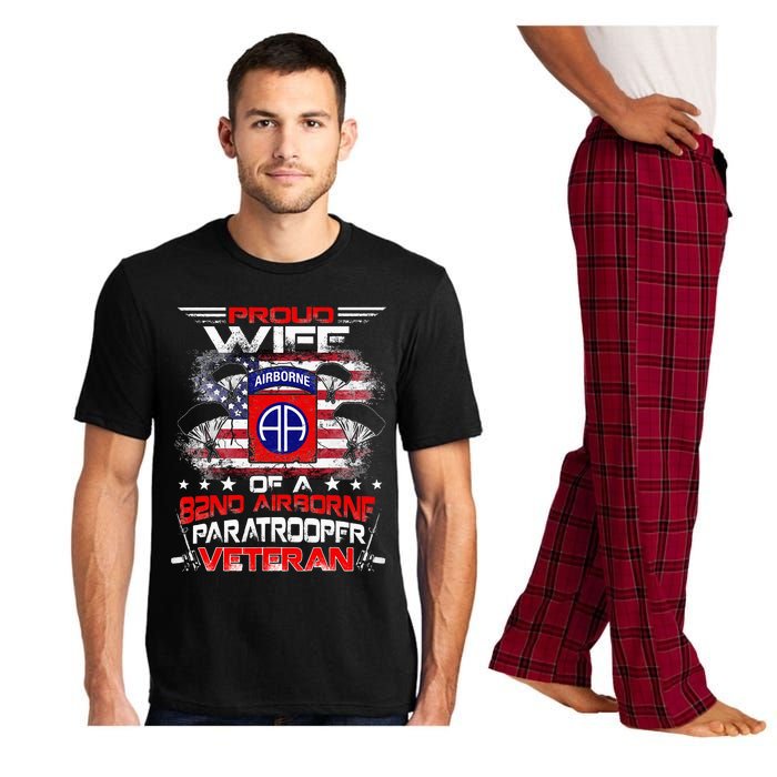 Proud Wife 82nd Airborne Paratrooper Veteran Flag Pajama Set