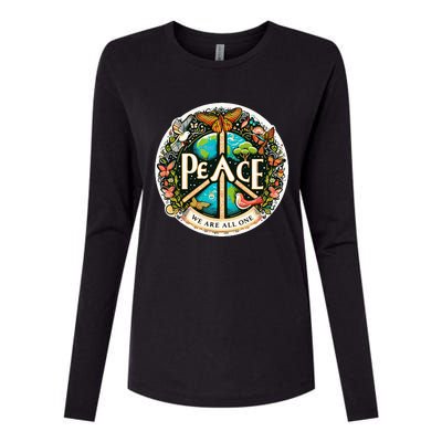 Peace We Are All One Womens Cotton Relaxed Long Sleeve T-Shirt