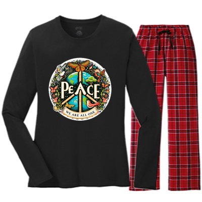 Peace We Are All One Women's Long Sleeve Flannel Pajama Set 