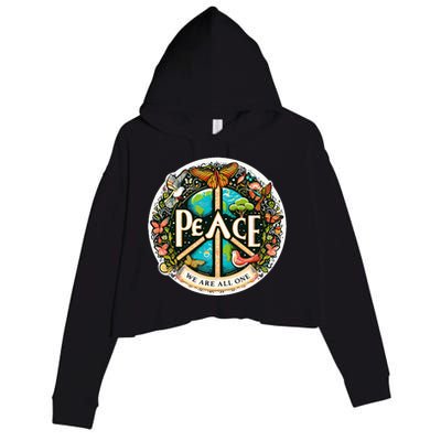 Peace We Are All One Crop Fleece Hoodie