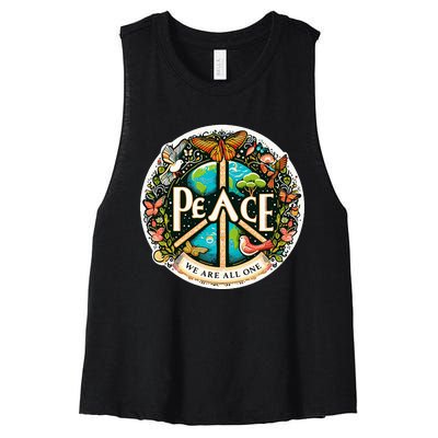 Peace We Are All One Women's Racerback Cropped Tank