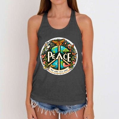 Peace We Are All One Women's Knotted Racerback Tank