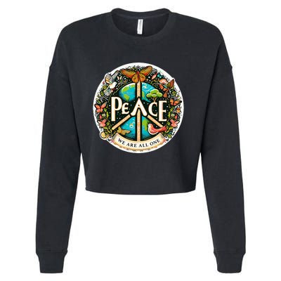 Peace We Are All One Cropped Pullover Crew