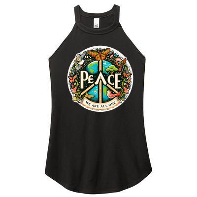 Peace We Are All One Women's Perfect Tri Rocker Tank