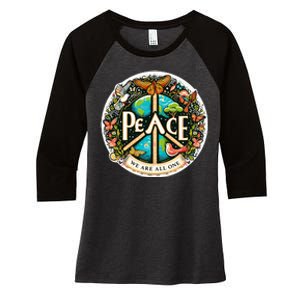 Peace We Are All One Women's Tri-Blend 3/4-Sleeve Raglan Shirt