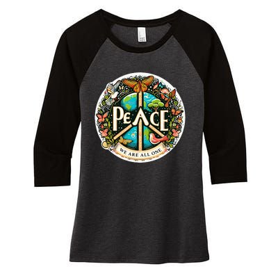 Peace We Are All One Women's Tri-Blend 3/4-Sleeve Raglan Shirt