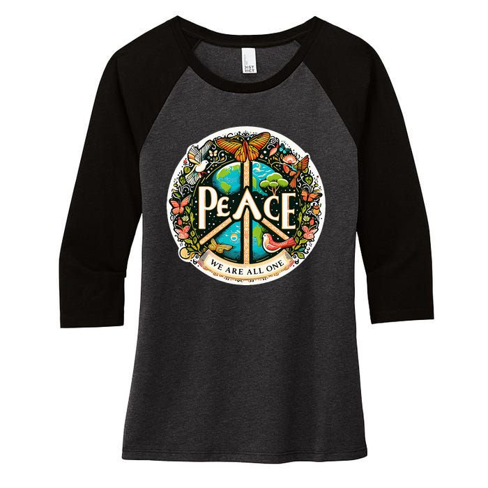 Peace We Are All One Women's Tri-Blend 3/4-Sleeve Raglan Shirt