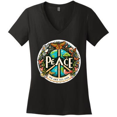 Peace We Are All One Women's V-Neck T-Shirt