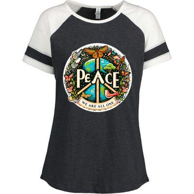 Peace We Are All One Enza Ladies Jersey Colorblock Tee