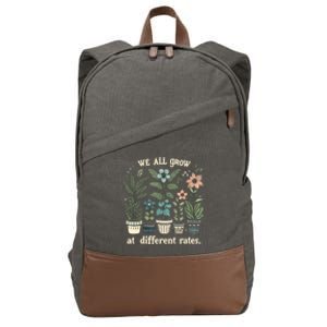 Plants We All Grow At Different Rates Inspirational Growth Cotton Canvas Backpack