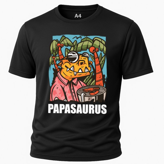Papasaurus With A Dinosaur For Father's Day Cute Gift Cooling Performance Crew T-Shirt