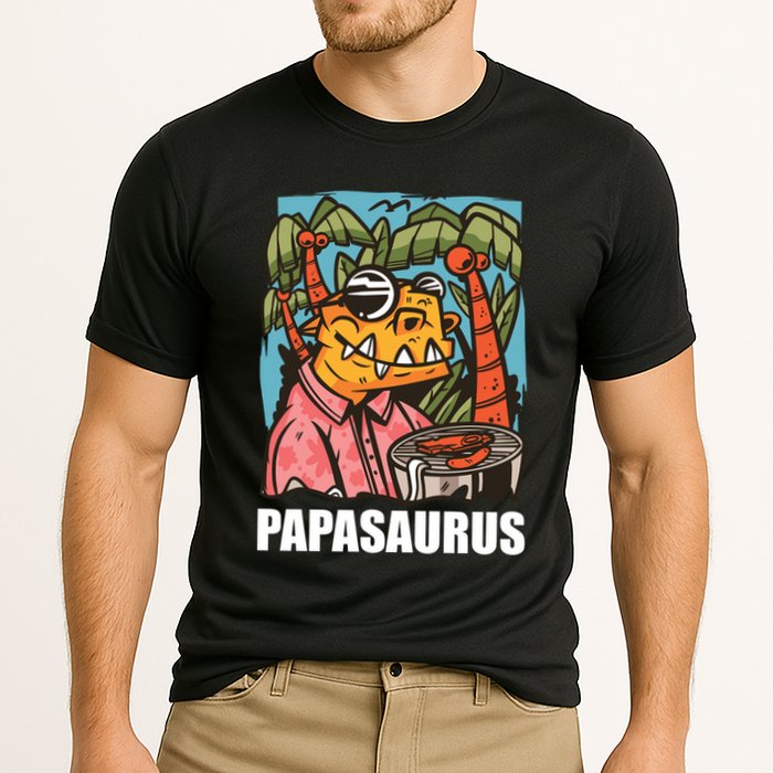 Papasaurus With A Dinosaur For Father's Day Cute Gift Cooling Performance Crew T-Shirt