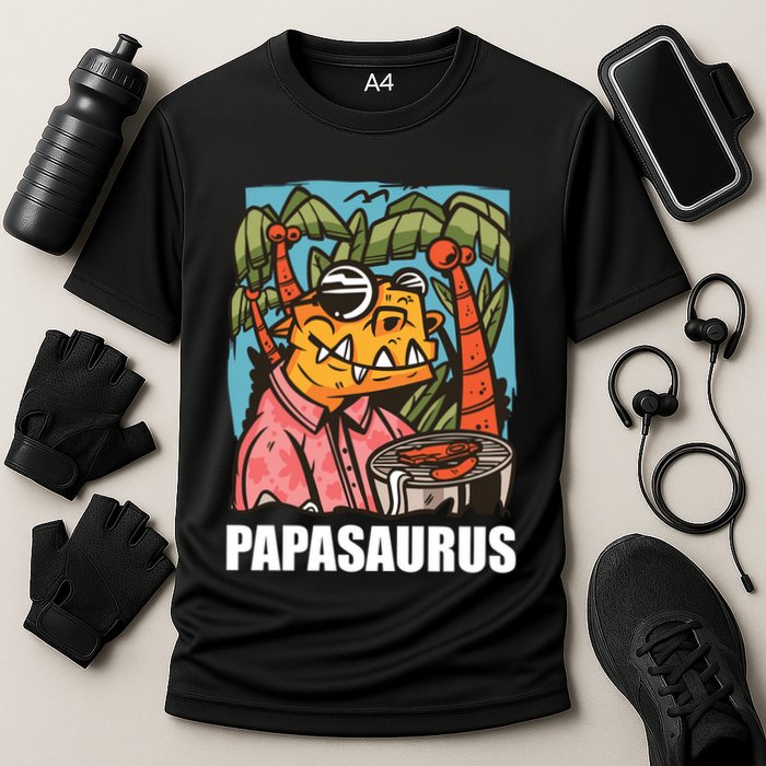 Papasaurus With A Dinosaur For Father's Day Cute Gift Cooling Performance Crew T-Shirt