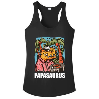 Papasaurus With A Dinosaur For Father's Day Cute Gift Ladies PosiCharge Competitor Racerback Tank