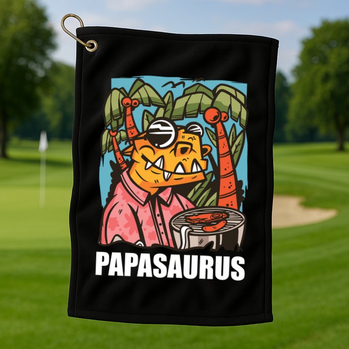 Papasaurus With A Dinosaur For Father's Day Cute Gift Golf Towel