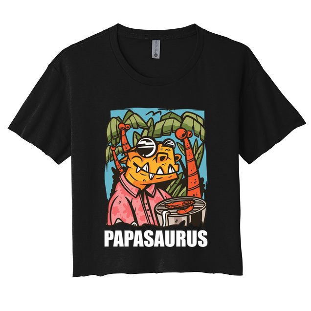 Papasaurus With A Dinosaur For Father's Day Cute Gift Crop Top