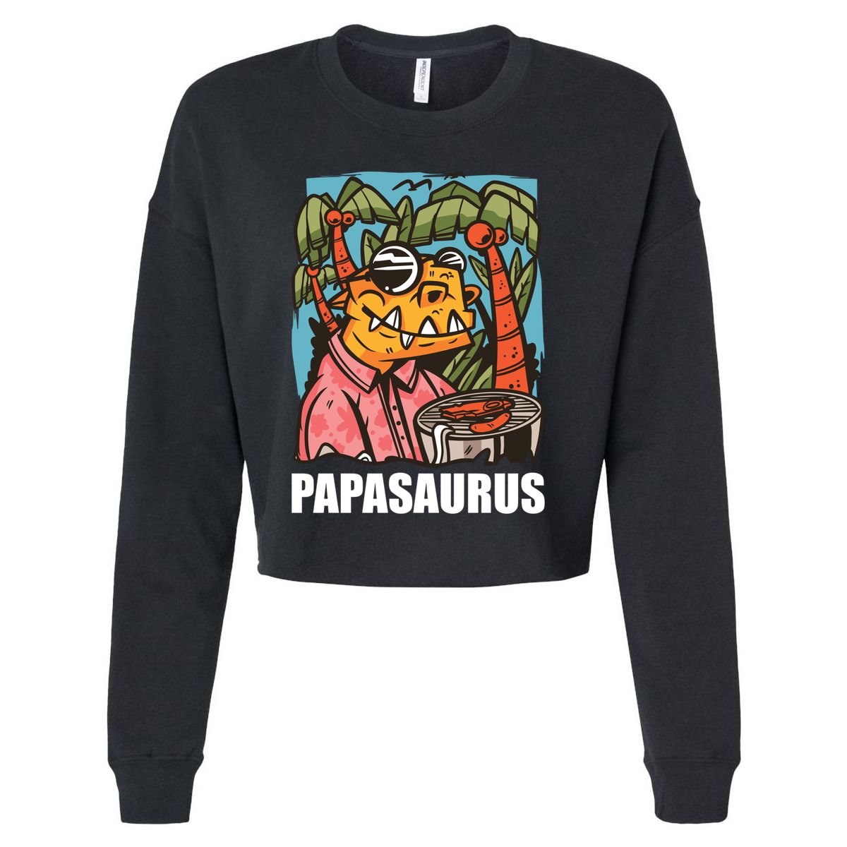 Papasaurus With A Dinosaur For Father's Day Cute Gift Cropped Pullover Crew