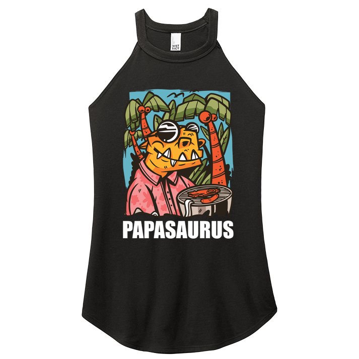 Papasaurus With A Dinosaur For Father's Day Cute Gift Women's Perfect Tri Rocker Tank