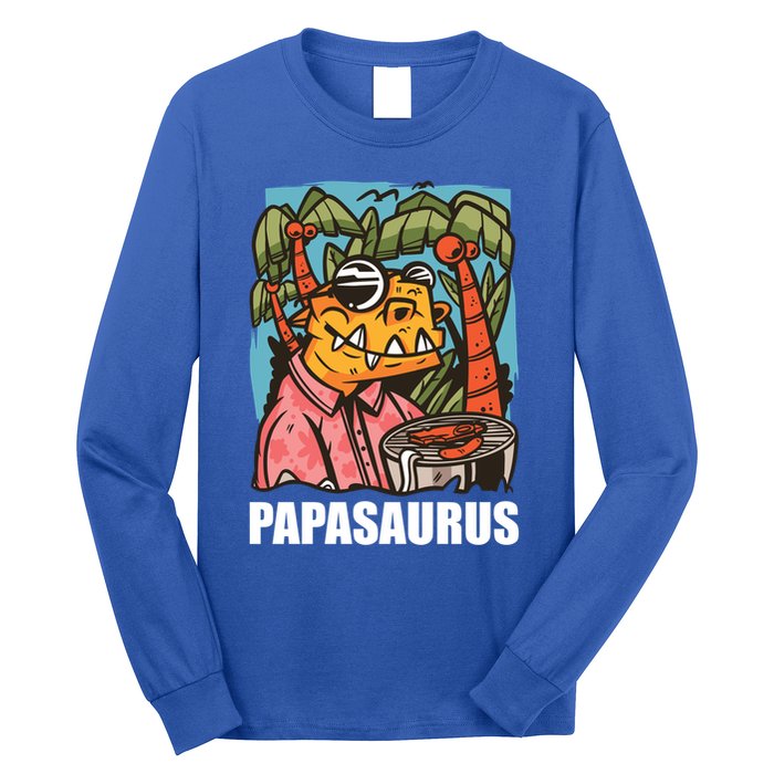 Papasaurus With A Dinosaur For Father's Day Cute Gift Long Sleeve Shirt