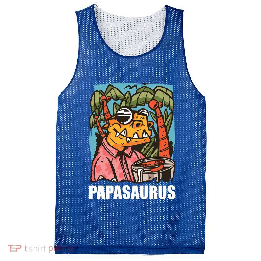 Papasaurus With A Dinosaur For Father's Day Cute Gift Mesh Reversible Basketball Jersey Tank
