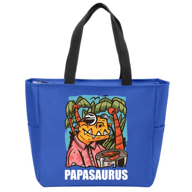 Papasaurus With A Dinosaur For Father's Day Cute Gift Zip Tote Bag