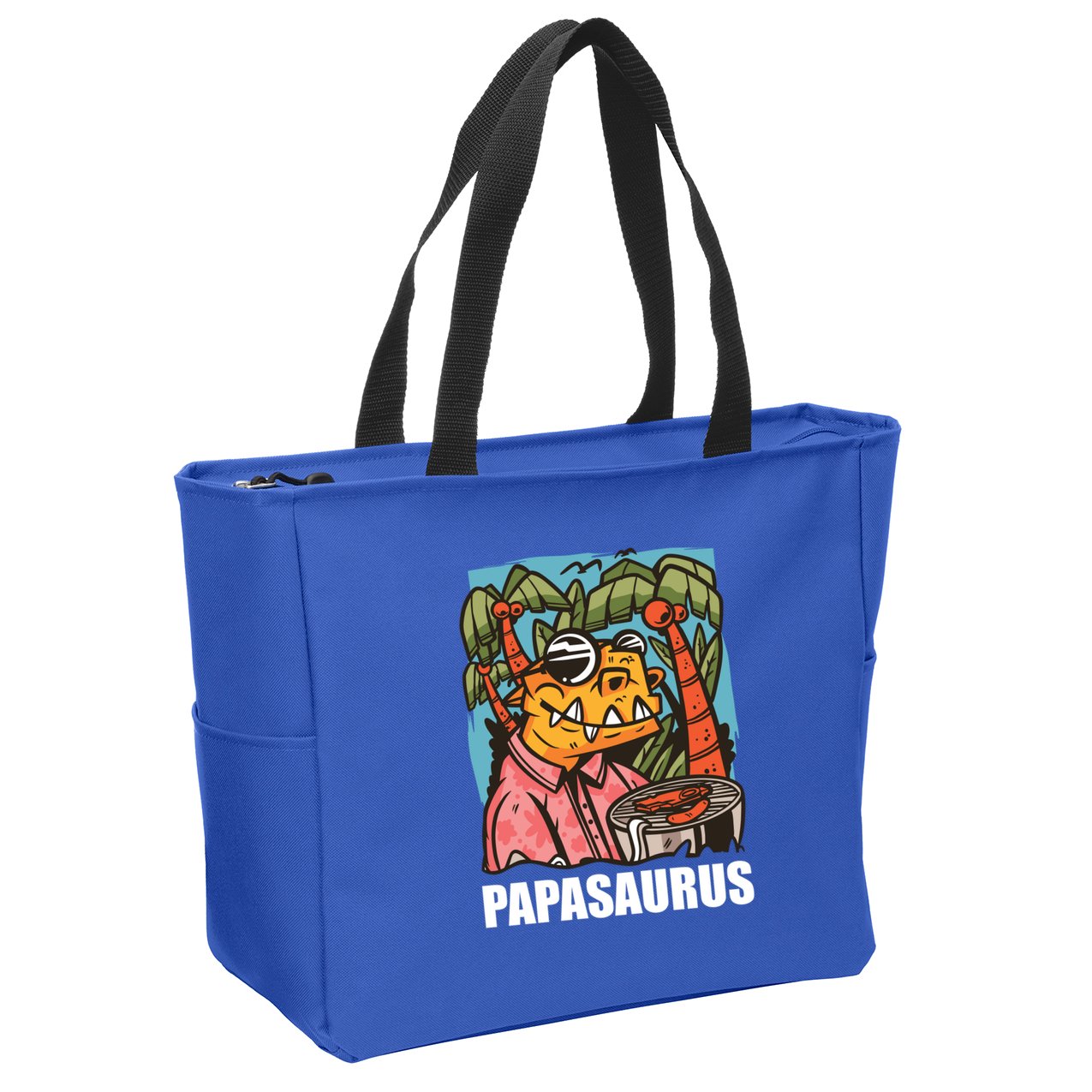 Papasaurus With A Dinosaur For Father's Day Cute Gift Zip Tote Bag