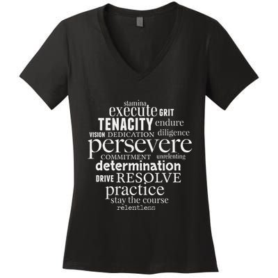 Persevere Word Art Strong Achievers Inspirational Women's V-Neck T-Shirt