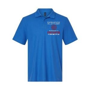 Playing With A Firefighter Will Get You Wet Gift For Fire Gift Softstyle Adult Sport Polo