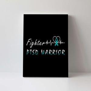 PTSD Warrior Awareness Fighter Support Teal Ribbon Heartbeat Canvas