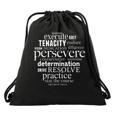 Persevere Word Art Strong Women Men Achievers Inspirational Drawstring Bag