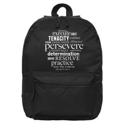 Persevere Word Art Strong Women Men Achievers Inspirational 16 in Basic Backpack