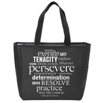 Persevere Word Art Strong Women Men Achievers Inspirational Zip Tote Bag