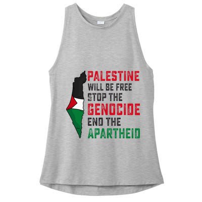Palestine Will Be Free Stop The Genocide End The Apartheid Ladies PosiCharge Tri-Blend Wicking Tank