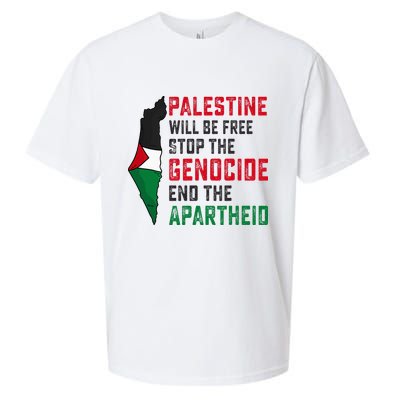 Palestine Will Be Free Stop The Genocide End The Apartheid Sueded Cloud Jersey T-Shirt