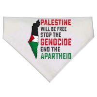 Palestine Will Be Free Stop The Genocide End The Apartheid USA-Made Doggie Bandana