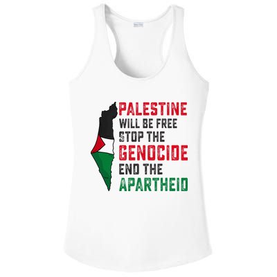 Palestine Will Be Free Stop The Genocide End The Apartheid Ladies PosiCharge Competitor Racerback Tank