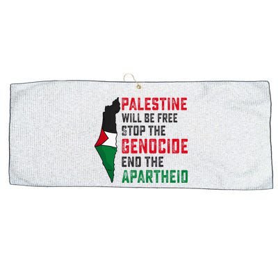 Palestine Will Be Free Stop The Genocide End The Apartheid Large Microfiber Waffle Golf Towel
