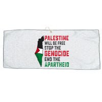 Palestine Will Be Free Stop The Genocide End The Apartheid Large Microfiber Waffle Golf Towel
