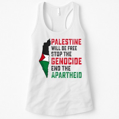 Palestine Will Be Free Stop The Genocide End The Apartheid Womens Tank Top