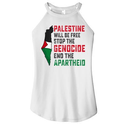 Palestine Will Be Free Stop The Genocide End The Apartheid Women's Perfect Tri Rocker Tank