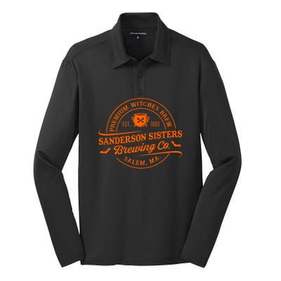 Premium Witches Brew Est 1963 Sanderson Sisters Brewing Co Halloween Costume Silk Touch Performance Long Sleeve Polo