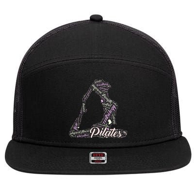Pilates Wordcloud B 7 Panel Mesh Trucker Snapback Hat