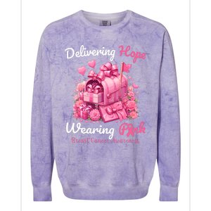 Postal Worker Breast Cancer Awareness October We Wear Colorblast Crewneck Sweatshirt