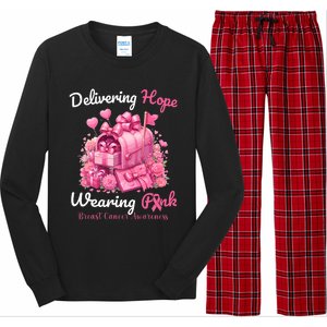 Postal Worker Breast Cancer Awareness October We Wear Long Sleeve Pajama Set