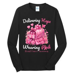 Postal Worker Breast Cancer Awareness October We Wear Tall Long Sleeve T-Shirt